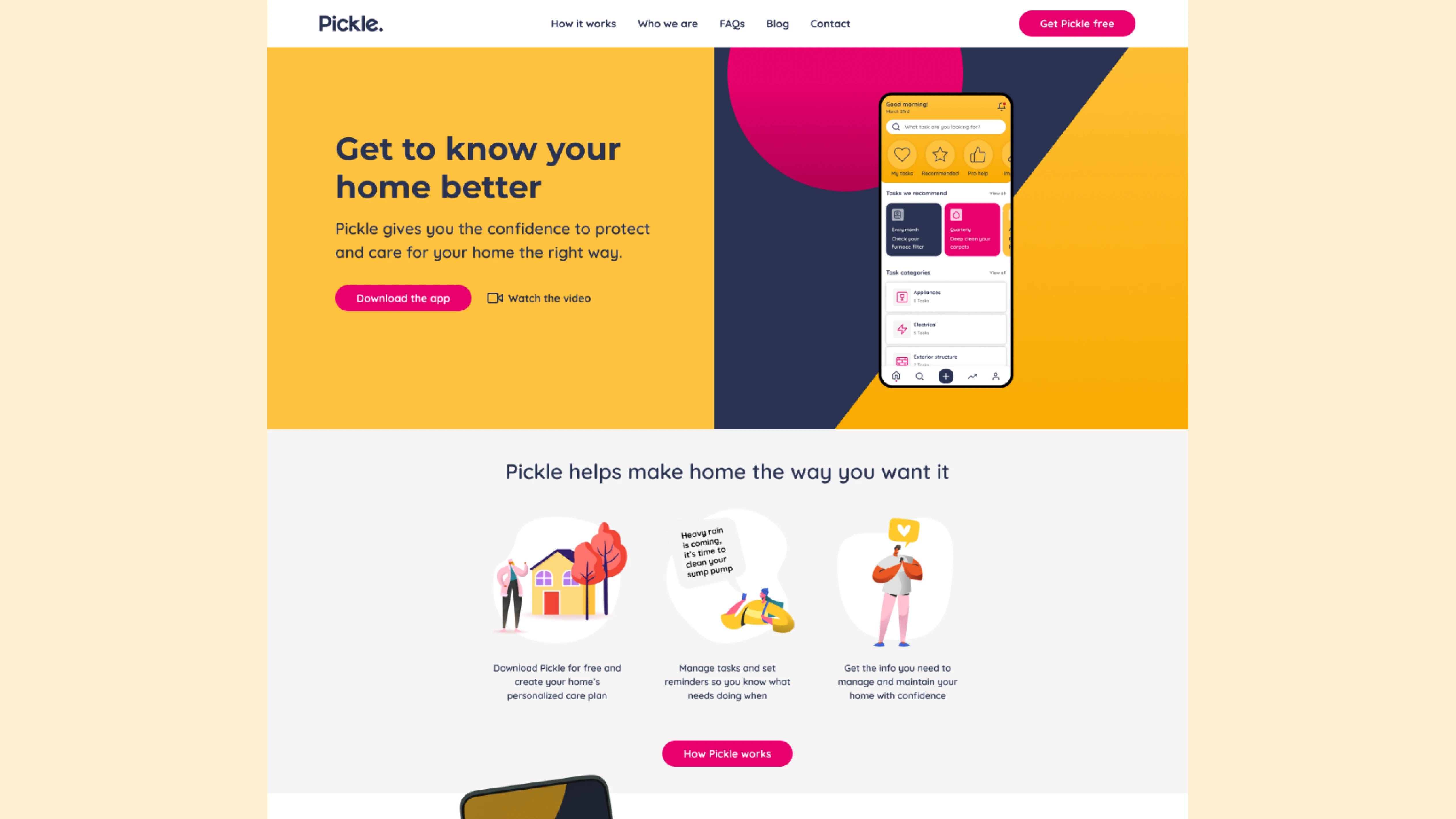 Pickle — marketing site and landing page design